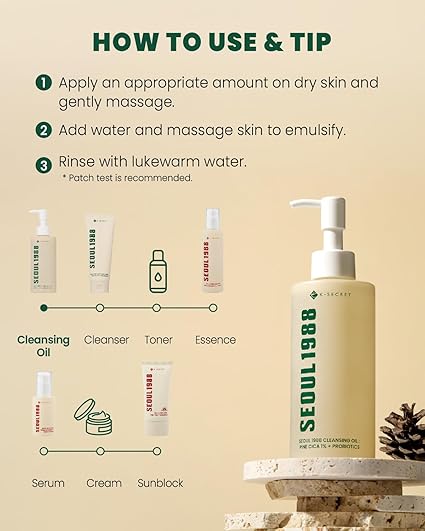 K-SECRET SEOUL 1988 Pine Cica 1% + Probiotics 200ml Face Cleansing Oil
