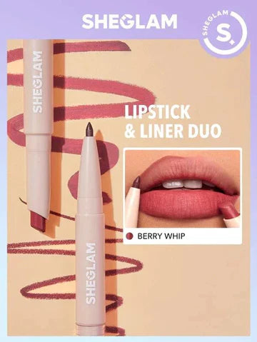 SHEGLAM 2 in 1 Glam Lipstick and Liner Duo