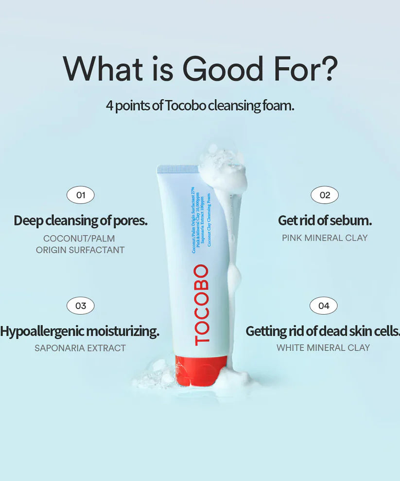 TOCOBO Coconut Clay Face Cleansing Foam Wash 150ml